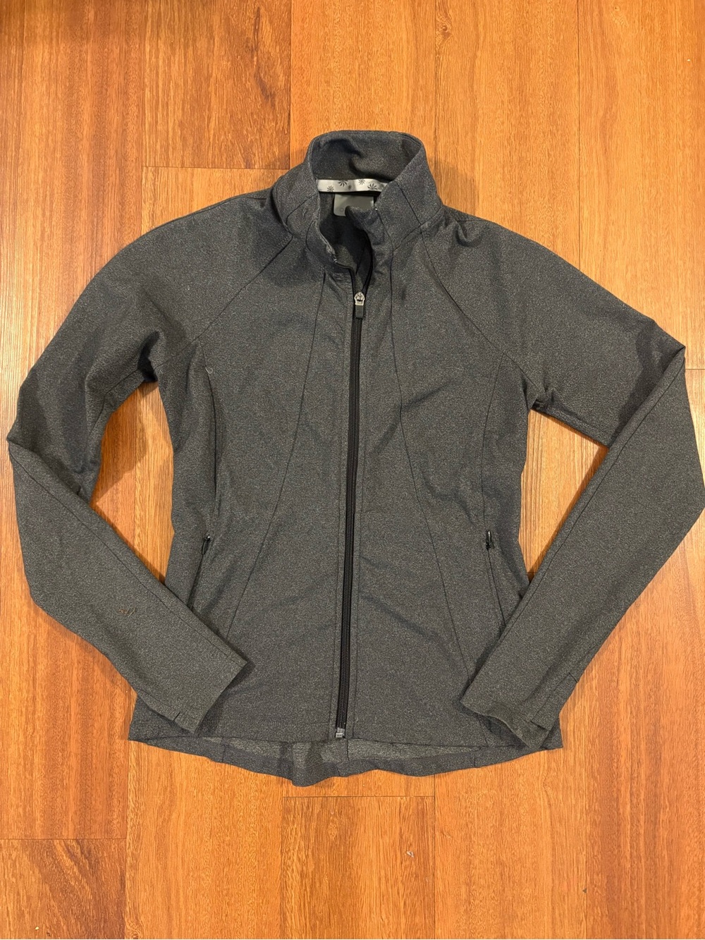 Athleta‎ Revive Full Zip Jacket XS Charcoal Heather NWOT Thumbholes